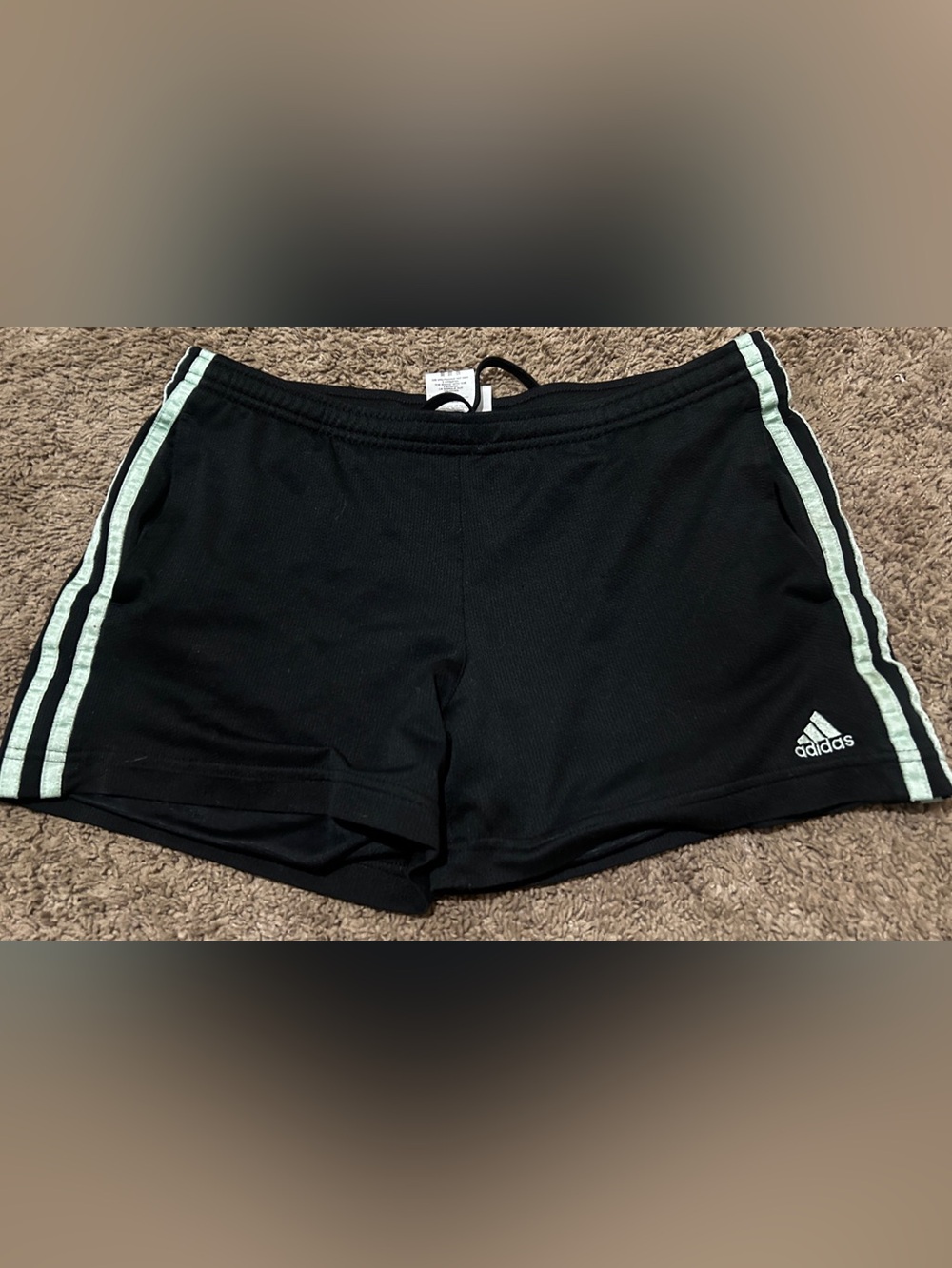 adidas Black Athletic Shorts with Mint Side Stripes
